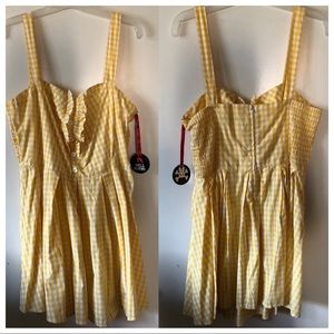 Hell Bunny Yellow Gingham Dress Rockabilly Retro